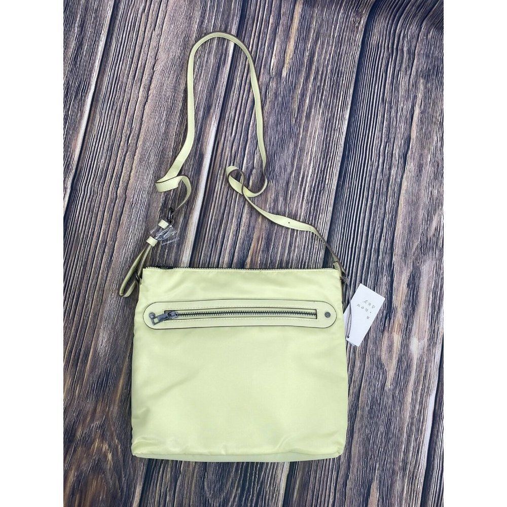 A New Day Crossbody Shoulder bag Yellow Lime Solid Zip Closure Bag Women New